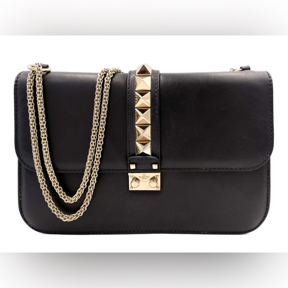 Black Leather Chain Shoulder Bag - Picture 1 of 5